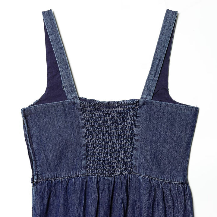 Damen Jeans Maxikleid mit romantischem Schnitt und Rüschendetails Mirla-Eva Jonsson