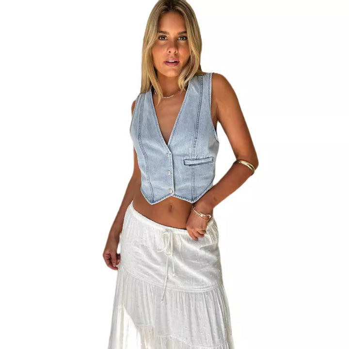 Damen Jeans-Väst med smal passform och modern skärning Mirla-Eva Jonsson