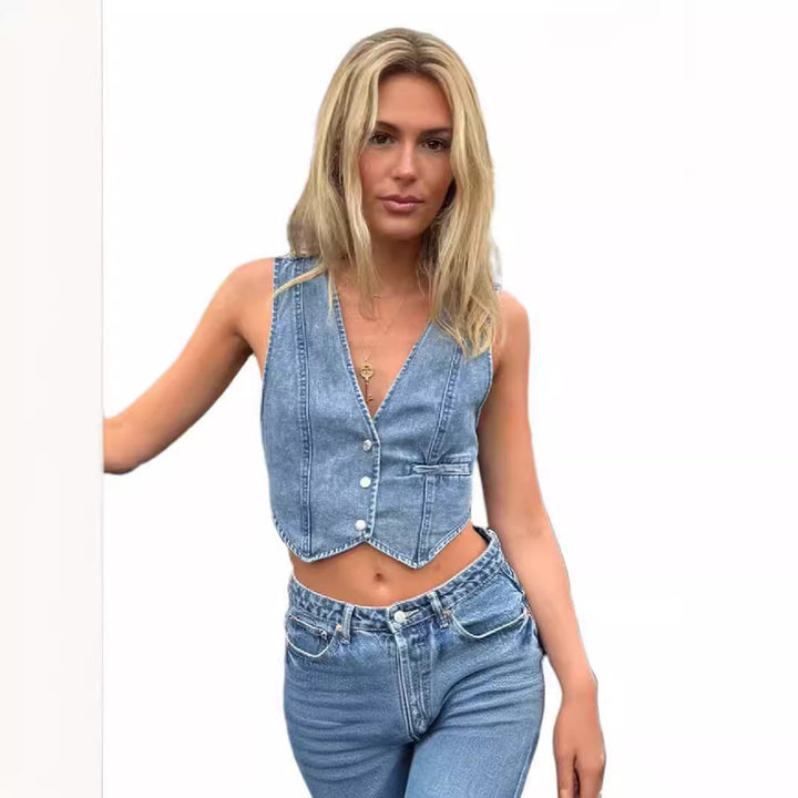 Damen Jeans-Väst med smal passform och modern skärning Mirla-Eva Jonsson