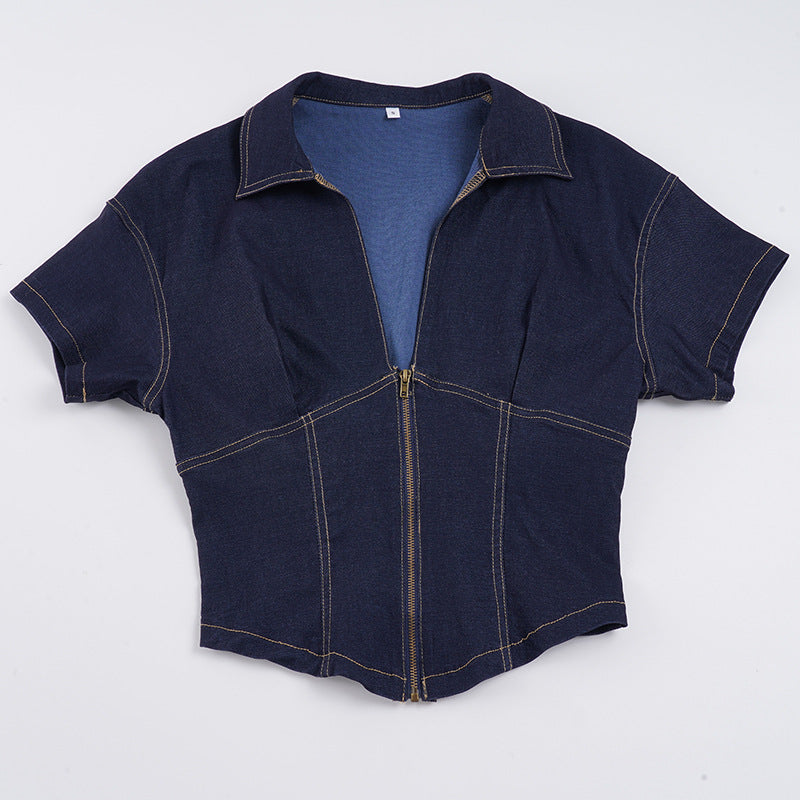Damen Jeansblousonjacke mit stylischem Zipper und modischem Schnitt Mirla-Eva Jonsson
