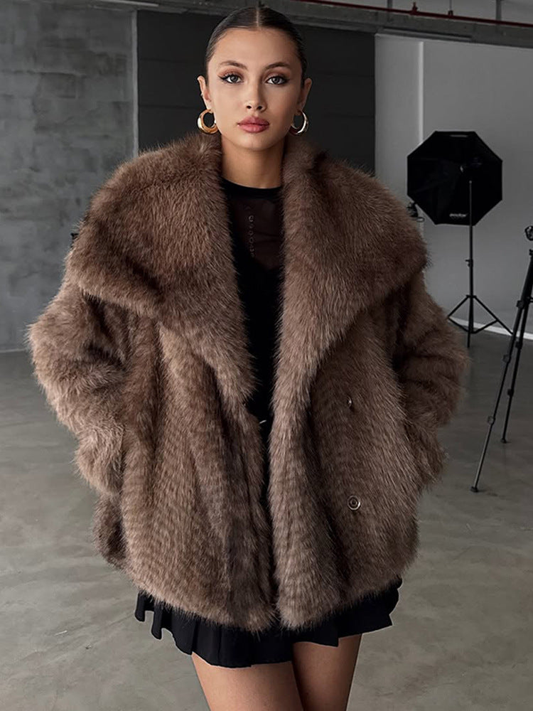 Damen Konstpälsjacka med luxuös skärning och voluminösa ärmar Eva Jonsson-Eva Jonsson