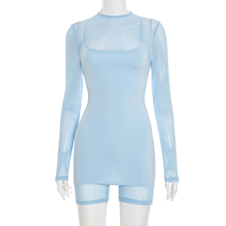 Damen Körperbetontes Longsleeve-Overall mit transparenten Ärmeln und figurformendem Schnitt Mirla-Eva Jonsson