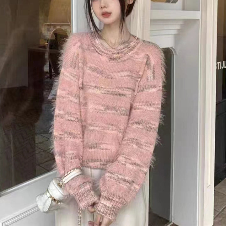 Damen Kuscheliger Strickpullover mit trendigem Farbverlauf und voluminösen Ärmeln Mirla-Eva Jonsson