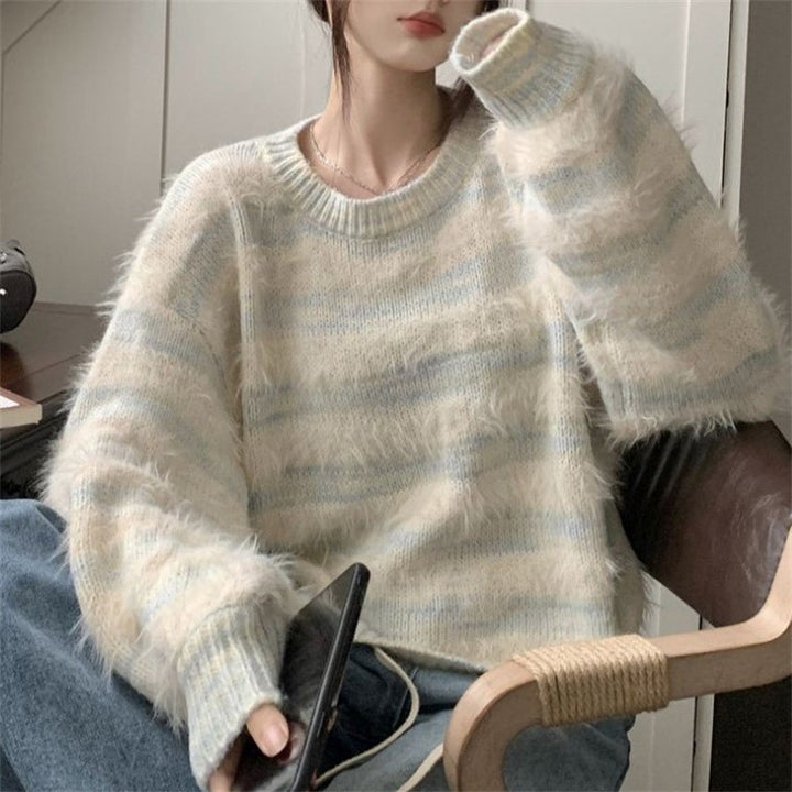 Damen Kuscheliger Strickpullover mit trendigem Farbverlauf und voluminösen Ärmeln Mirla-Eva Jonsson