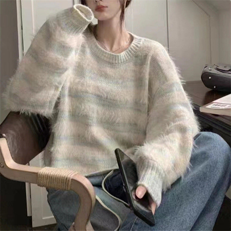 Damen Kuscheliger Strickpullover mit trendigem Farbverlauf und voluminösen Ärmeln Mirla-Eva Jonsson