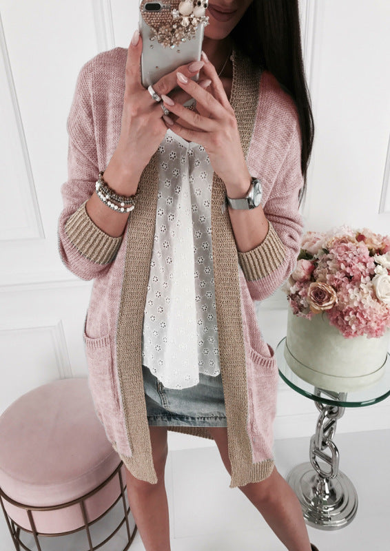 Damen Langarm Strickjacke mit edlen Kontrastdetails Mirla-Eva Jonsson