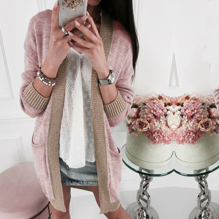 Damen Langarm Strickjacke mit edlen Kontrastdetails Mirla-Eva Jonsson