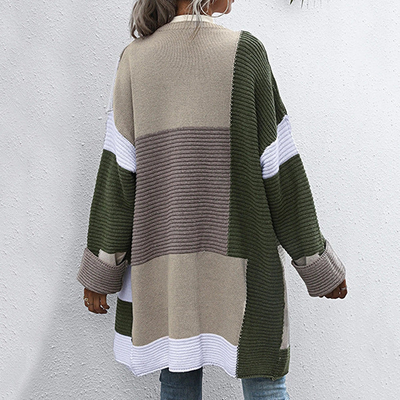 Damen Langarm Strickjacke mit modischem Blockdesign und lockerer Passform Mirla-Eva Jonsson