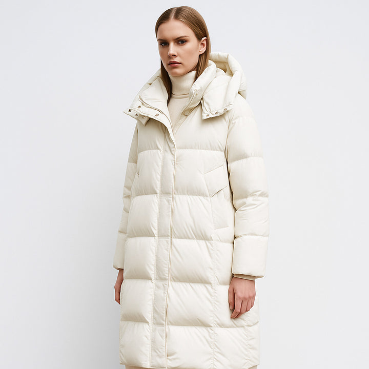 Damen Lange Daunenjacke mit verstellbarer Kapuze und luxuriösem Innenfutter Mirla-Eva Jonsson