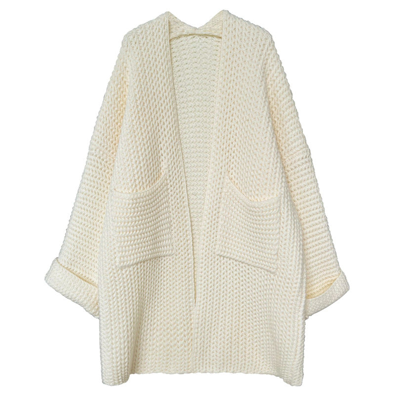 Damen Lange Strickjacke mit praktischen Taschen und modischem Zopfmuster Mirla-Eva Jonsson