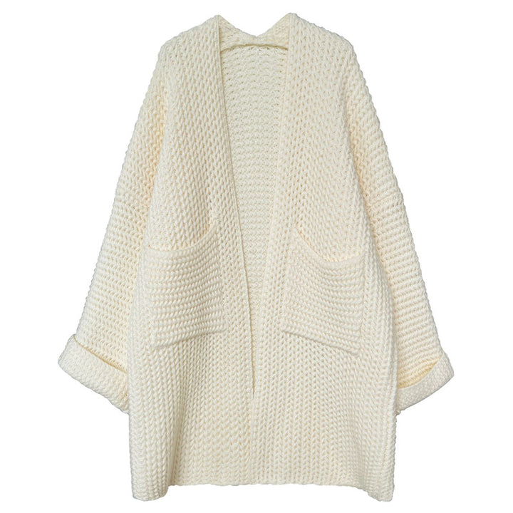 Damen Lange Strickjacke mit praktischen Taschen und modischem Zopfmuster Mirla-Eva Jonsson