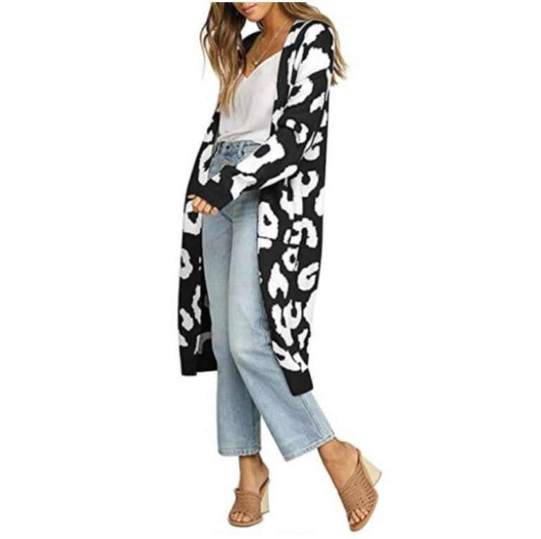 Damen Langstrickjacke mit trendigem Leopardenmuster Eva Jonsson-Eva Jonsson