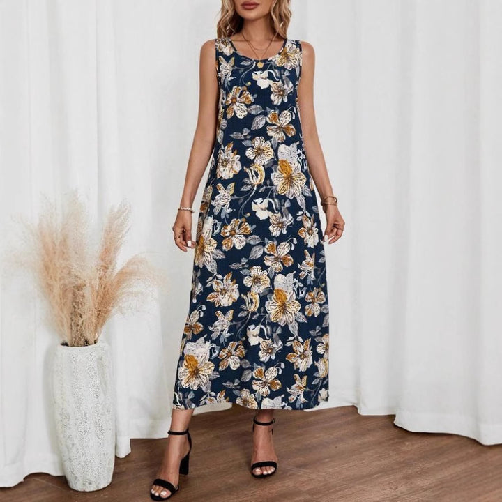 Damen Långt sommarklänning med blommönster och elegant skärning Mirla-Eva Jonsson