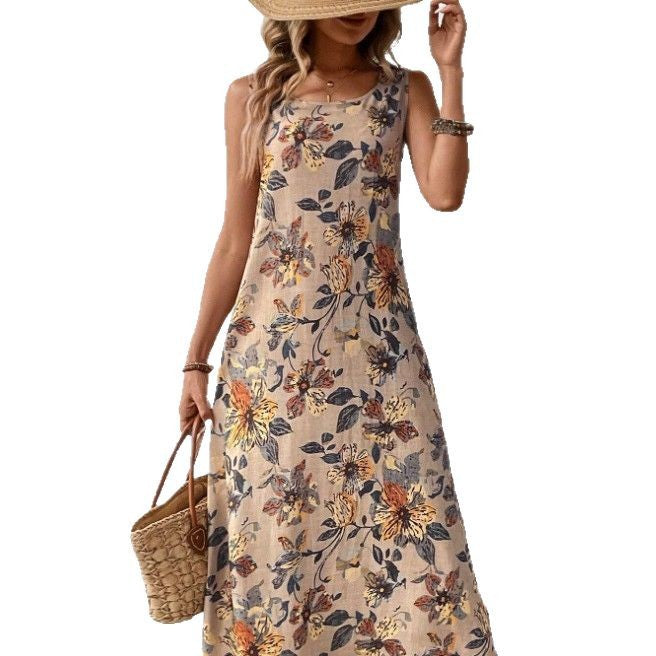 Damen Långt sommarklänning med blommönster och elegant skärning Mirla-Eva Jonsson