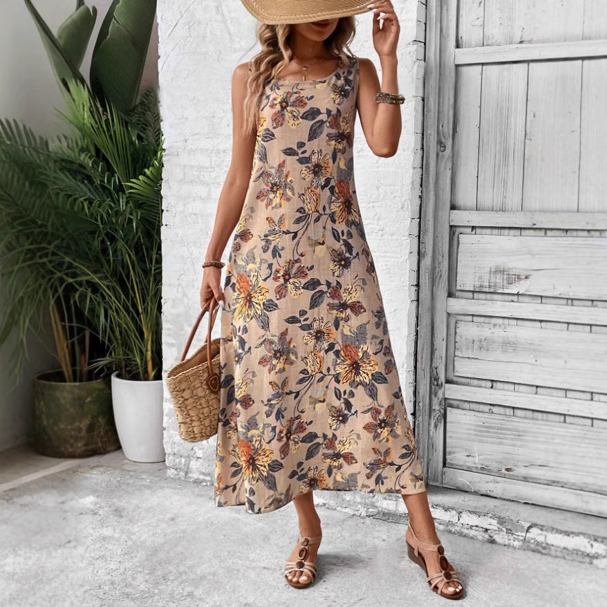 Damen Långt sommarklänning med blommönster och elegant skärning Mirla-Eva Jonsson
