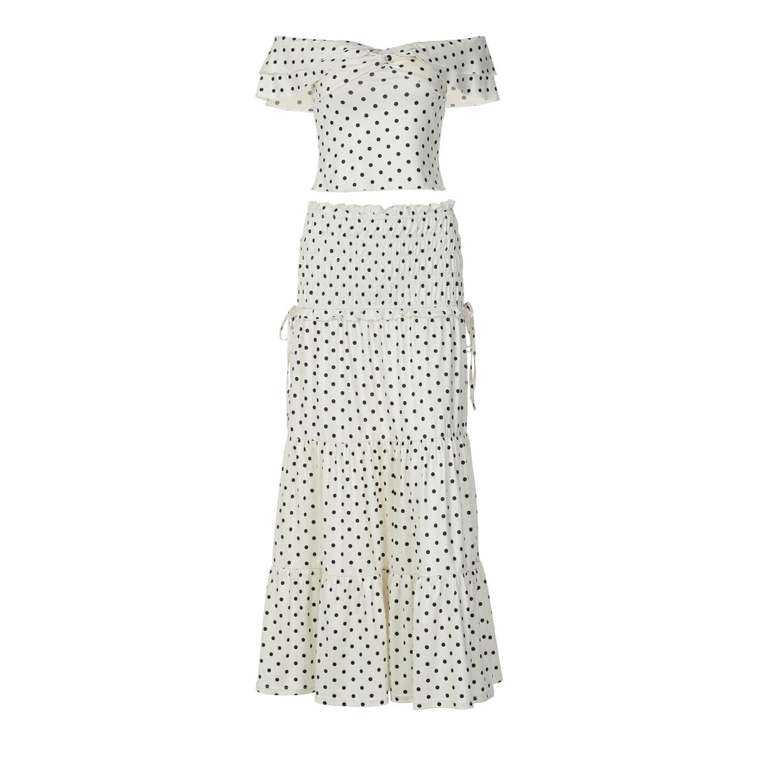 Damen Lekfull Maxiklänning med off-shoulder design och voluminösa volanger Mirla-Eva Jonsson