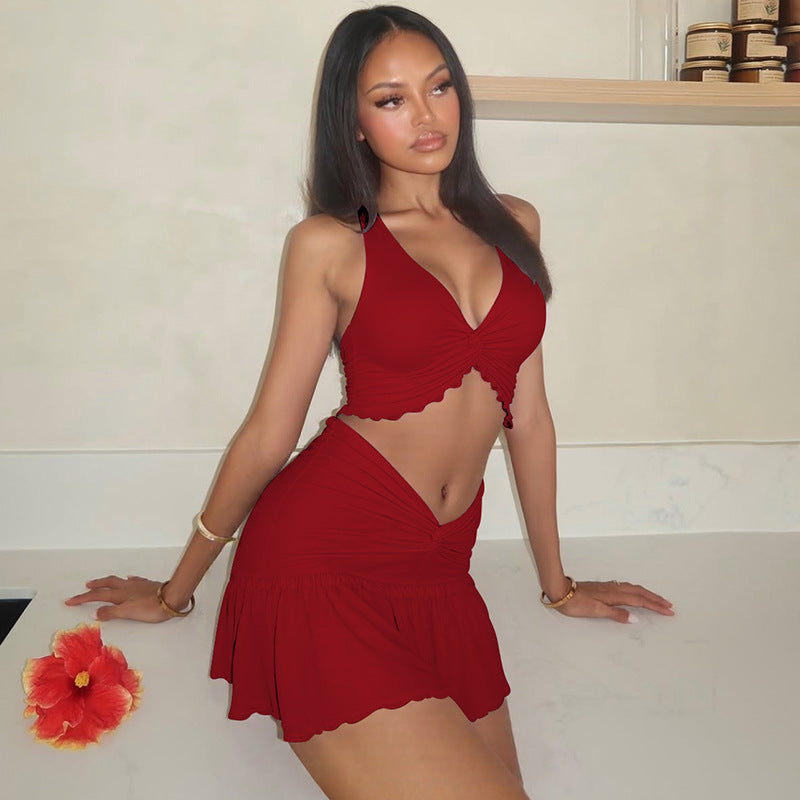Damen Lekfullt Crop-Top och Mini kjol Set Mirla-Eva Jonsson