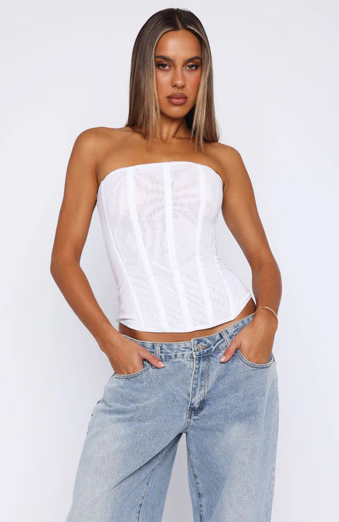Damen Lingerie-Kleid mit eleganten Fransen und transparentem Oberteil Mirla-Eva Jonsson