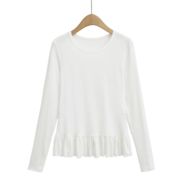 Damen Longsleeve Topp med volangslut och rund halsringning Mirla-Eva Jonsson