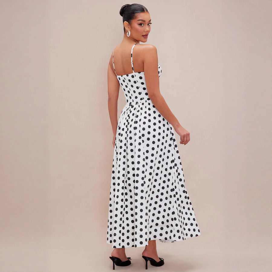 Damen Maxi Dress med prickigt mönster och figursydd passform Mirla-Eva Jonsson