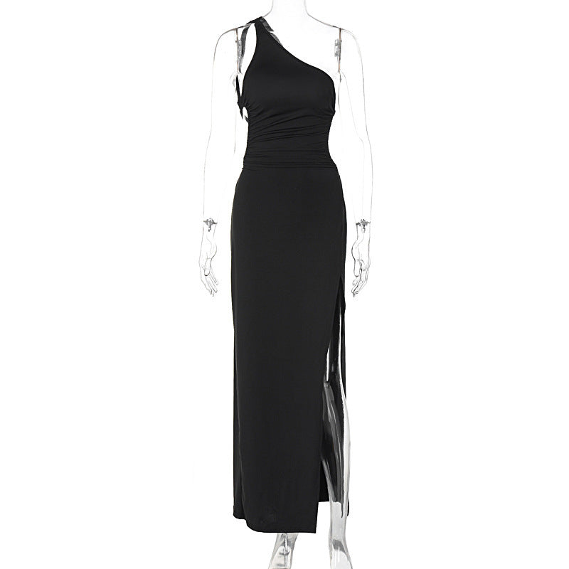 Damen Maxi-Klänning med asymmetrisk utskärning och eleganta delningssömmar Mirla-Eva Jonsson