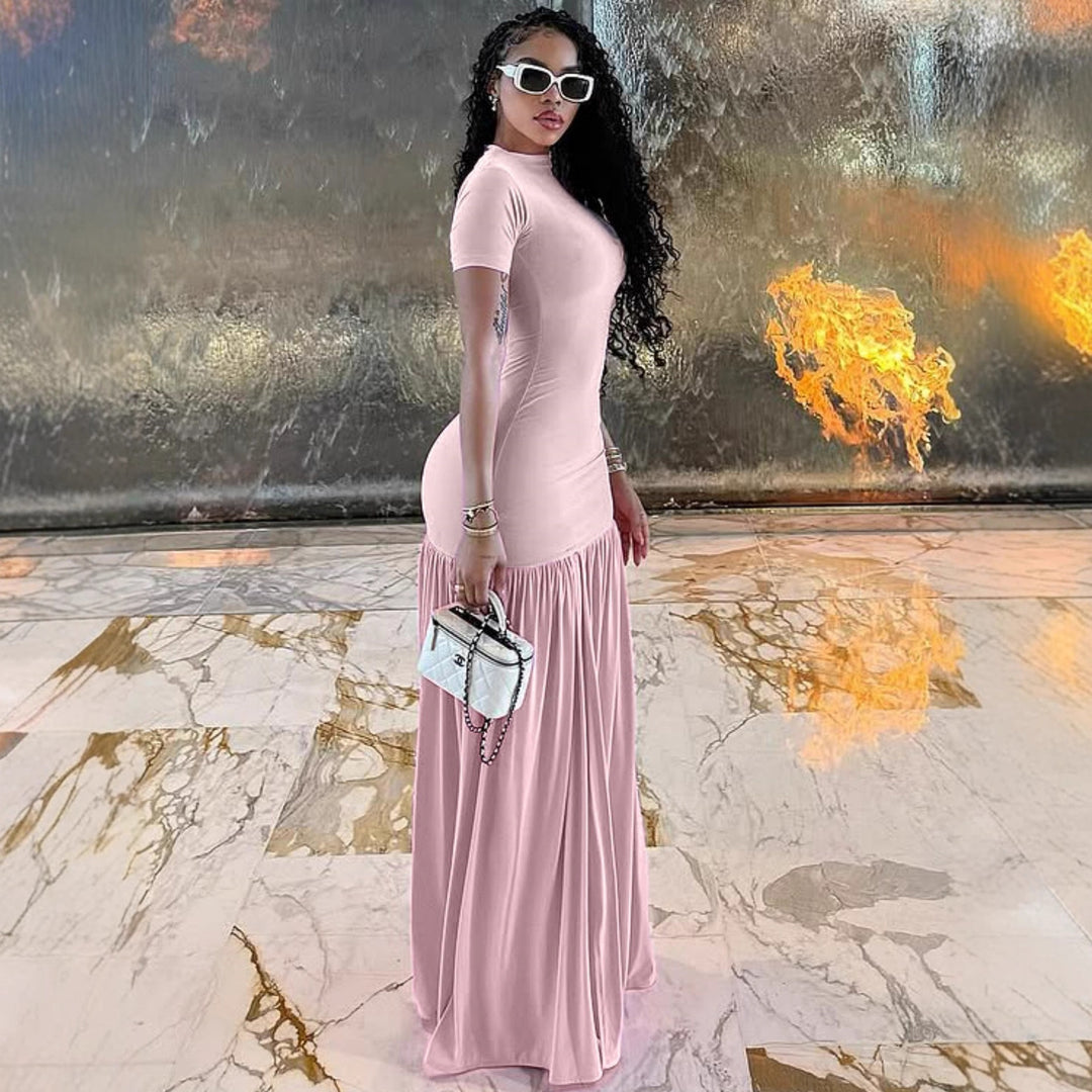Damen Maxi-kjol med elegant halvlång ärm och voluminös kjol Mirla-Eva Jonsson