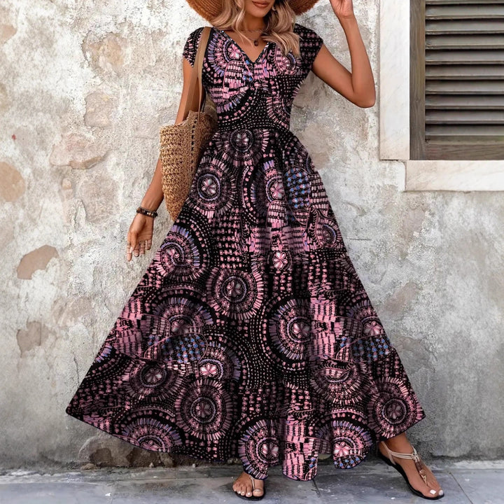 Damen Maxi-klänning med blommig design och smickrande V-hals Mirla-Eva Jonsson
