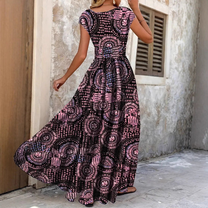 Damen Maxi-klänning med blommig design och smickrande V-hals Mirla-Eva Jonsson