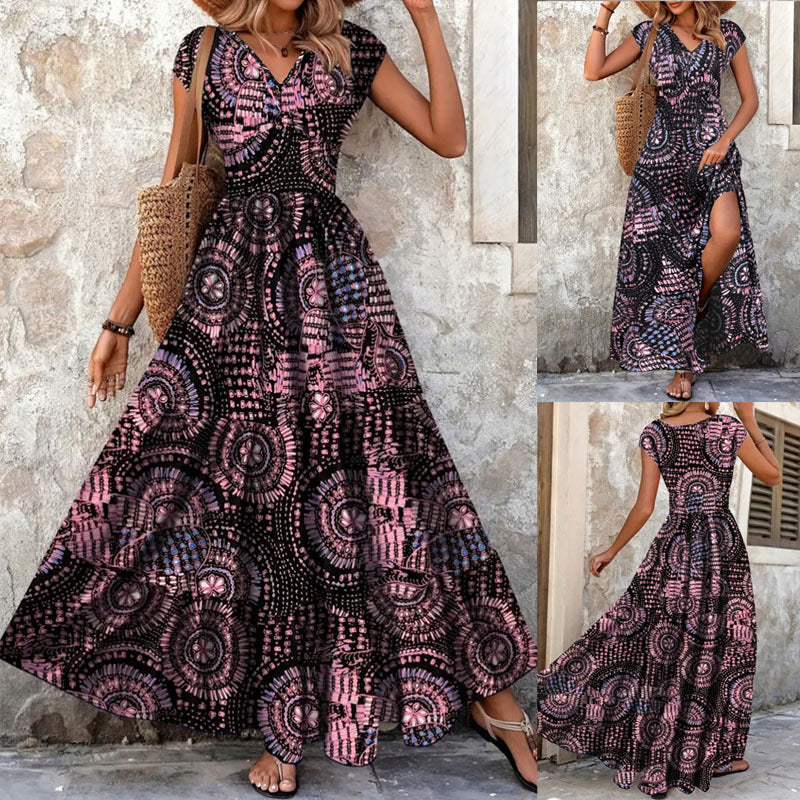 Damen Maxi-klänning med blommig design och smickrande V-hals Mirla-Eva Jonsson