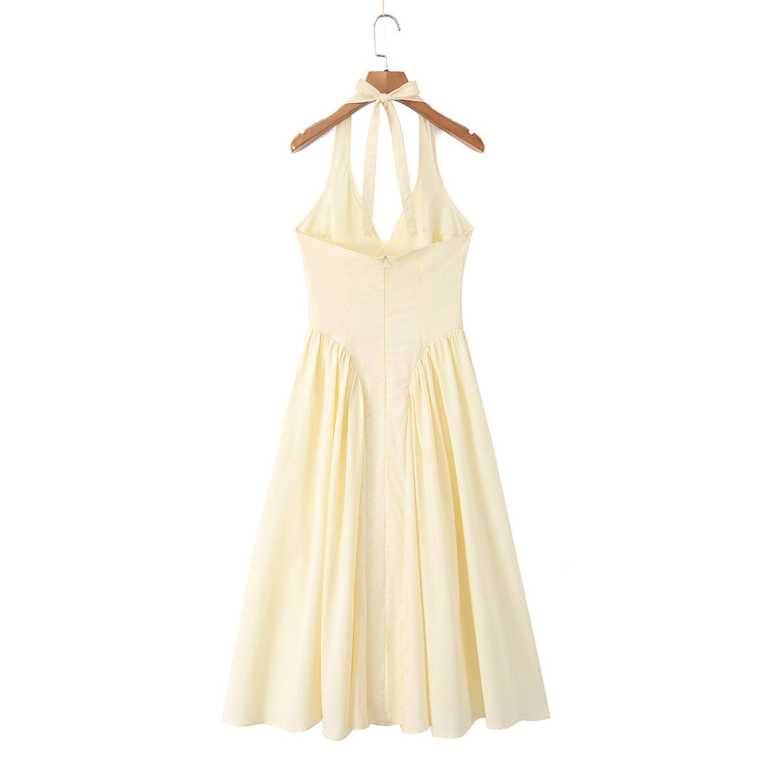 Damen Maxi-klänning med elegant V-ringning och raffinerade veck Mirla-Eva Jonsson