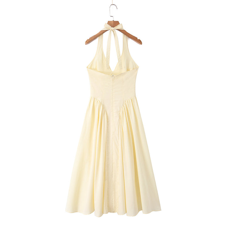 Damen Maxi-klänning med elegant V-ringning och raffinerade veck Mirla-Eva Jonsson