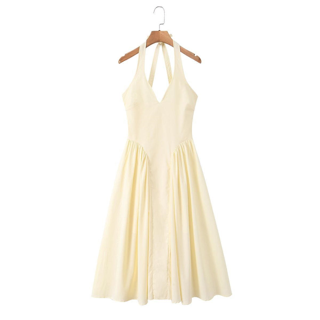 Damen Maxi-klänning med elegant V-ringning och raffinerade veck Mirla-Eva Jonsson