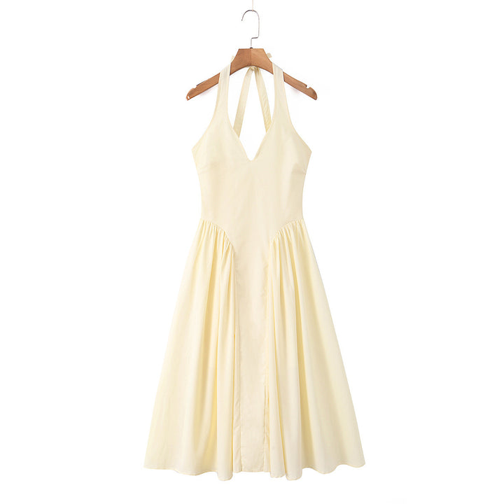 Damen Maxi-klänning med elegant V-ringning och raffinerade veck Mirla-Eva Jonsson