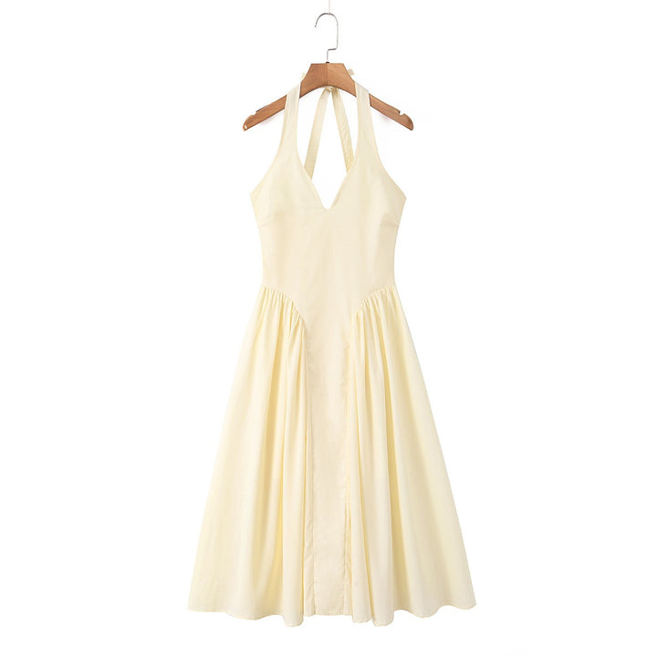 Damen Maxi-klänning med elegant V-ringning och raffinerade veck Mirla-Eva Jonsson