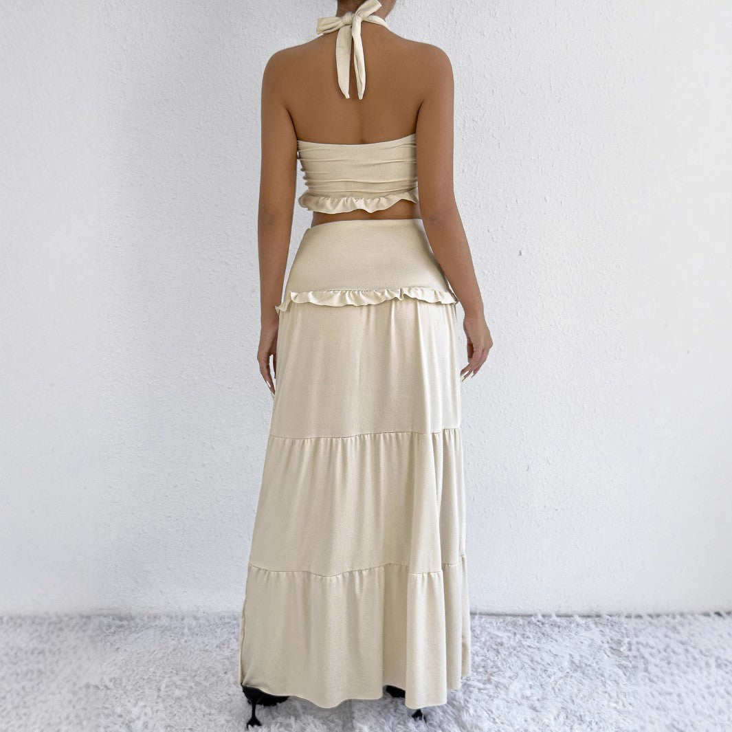 Damen Maxi-skirt med croptop design och volangdetaljer Mirla-Eva Jonsson