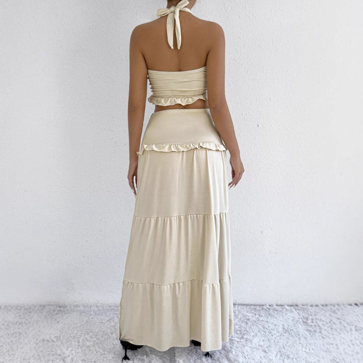 Damen Maxi-skirt med croptop design och volangdetaljer Mirla-Eva Jonsson