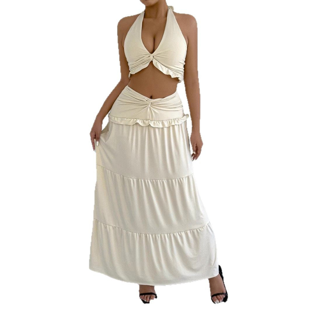 Damen Maxi-skirt med croptop design och volangdetaljer Mirla-Eva Jonsson