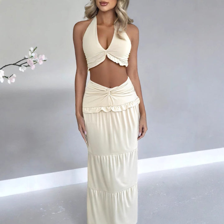 Damen Maxi-skirt med croptop design och volangdetaljer Mirla-Eva Jonsson