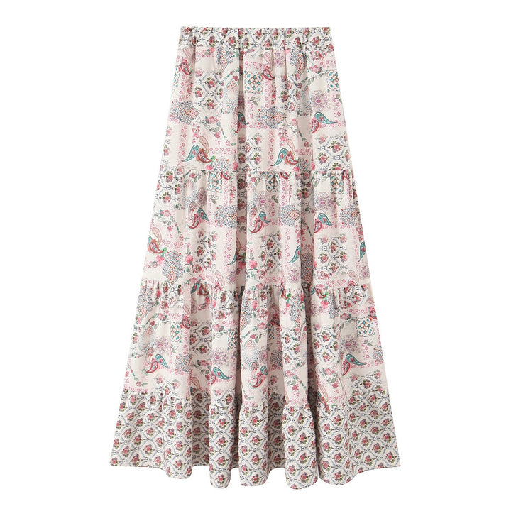 Damen Maxikjol med lekfullt patchwork-mönster och voluminös silhuett Mirla-Eva Jonsson