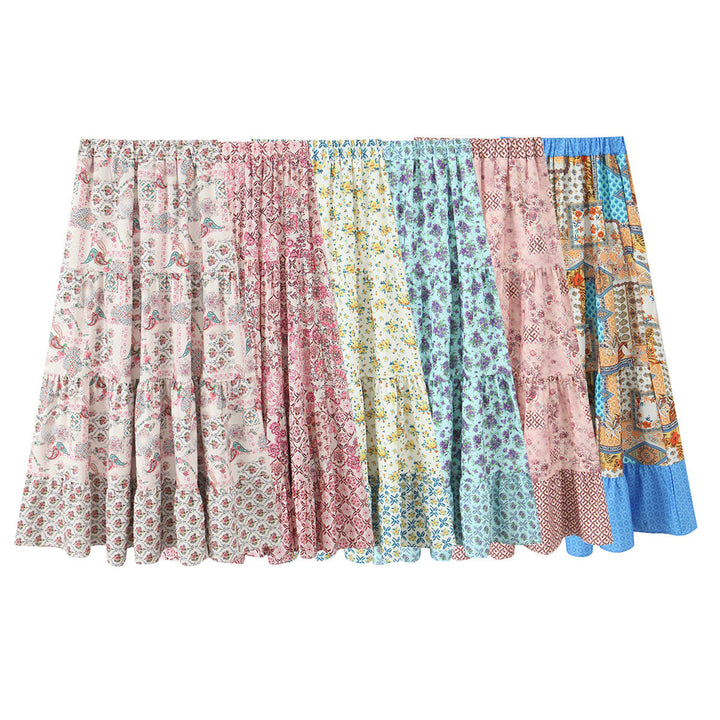 Damen Maxikjol med lekfullt patchwork-mönster och voluminös silhuett Mirla-Eva Jonsson