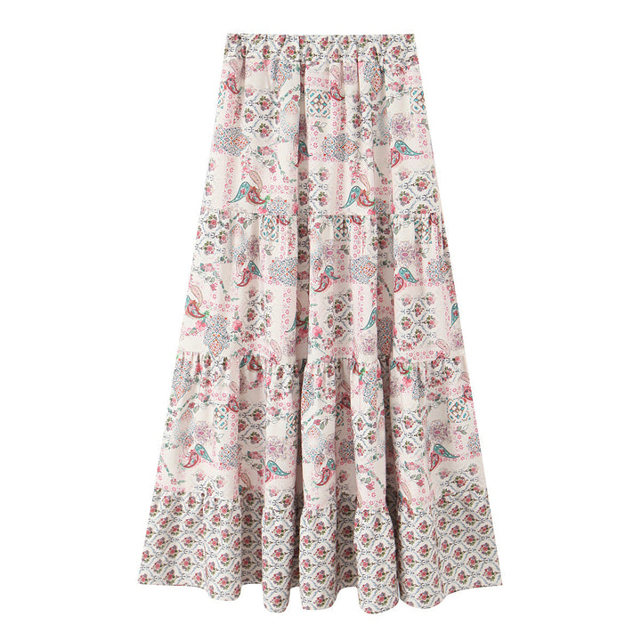 Damen Maxikjol med lekfullt patchwork-mönster och voluminös silhuett Mirla-Eva Jonsson