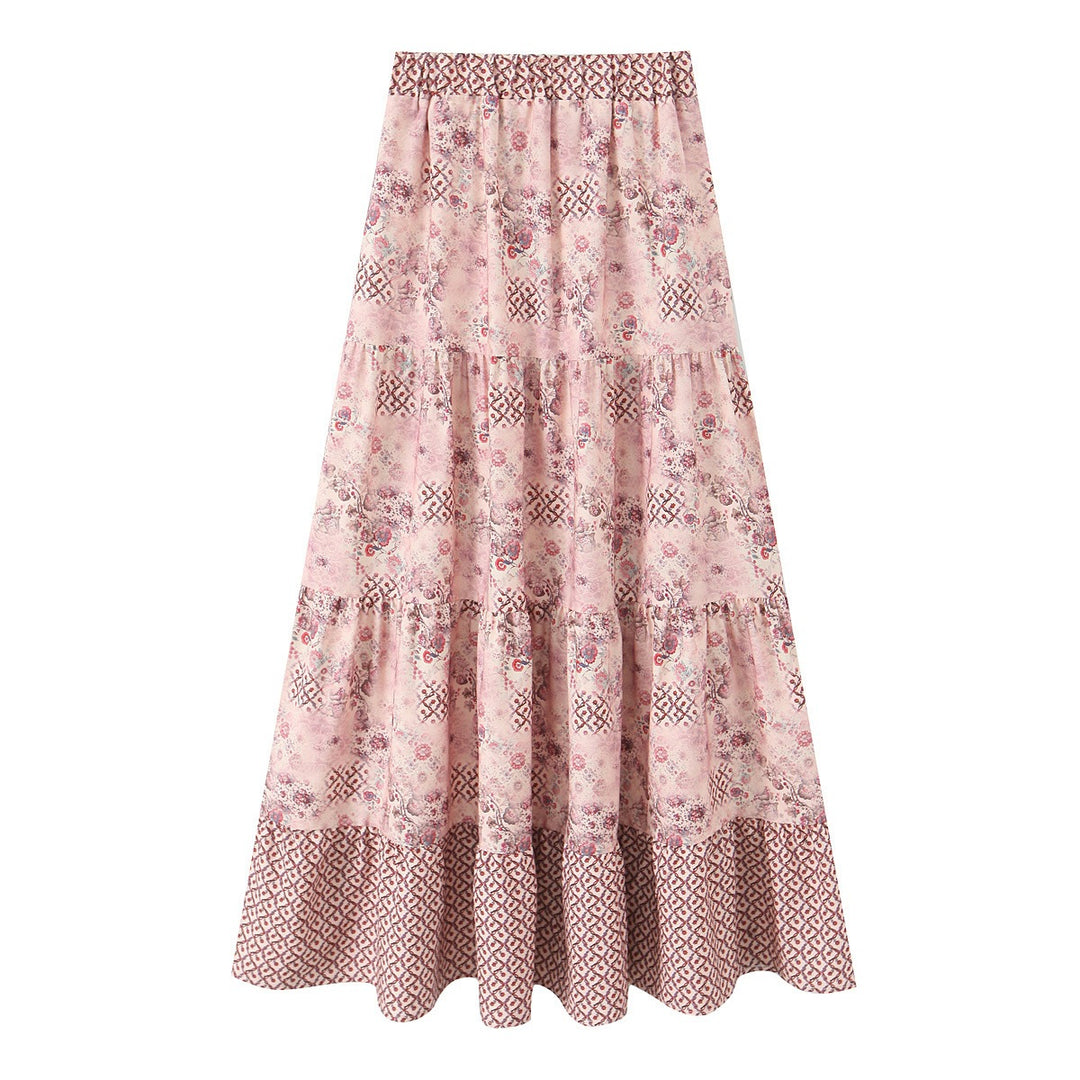 Damen Maxikjol med lekfullt patchwork-mönster och voluminös silhuett Mirla-Eva Jonsson