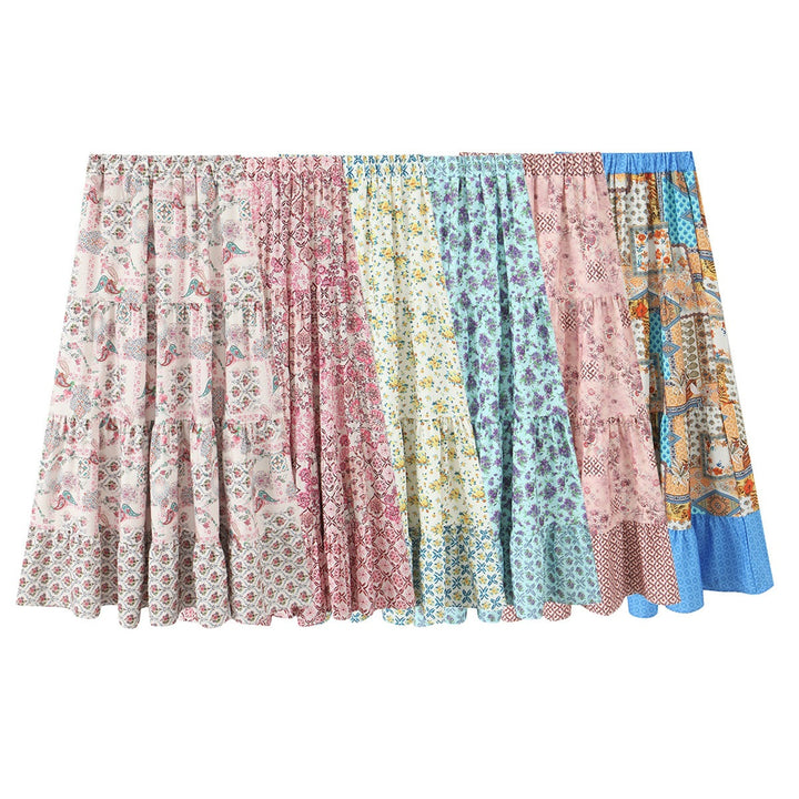 Damen Maxikjol med lekfullt patchwork-mönster och voluminös silhuett Mirla-Eva Jonsson