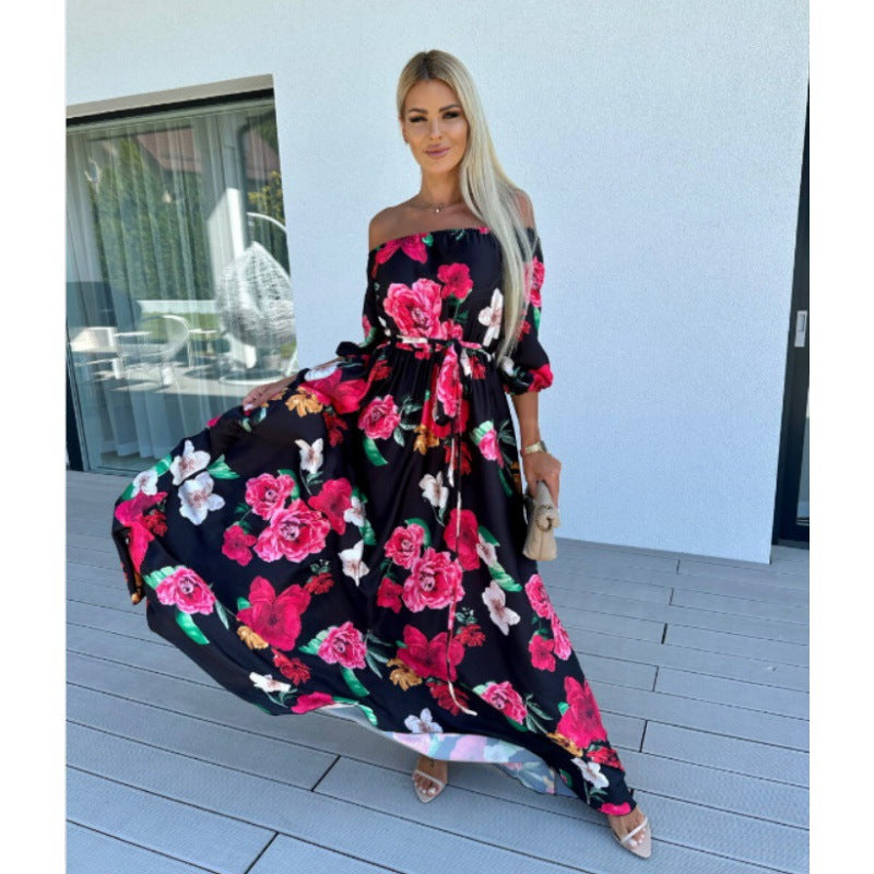 Damen Maxikläder med off-shoulder design och voluminösa ärmar Eva Jonsson-Eva Jonsson