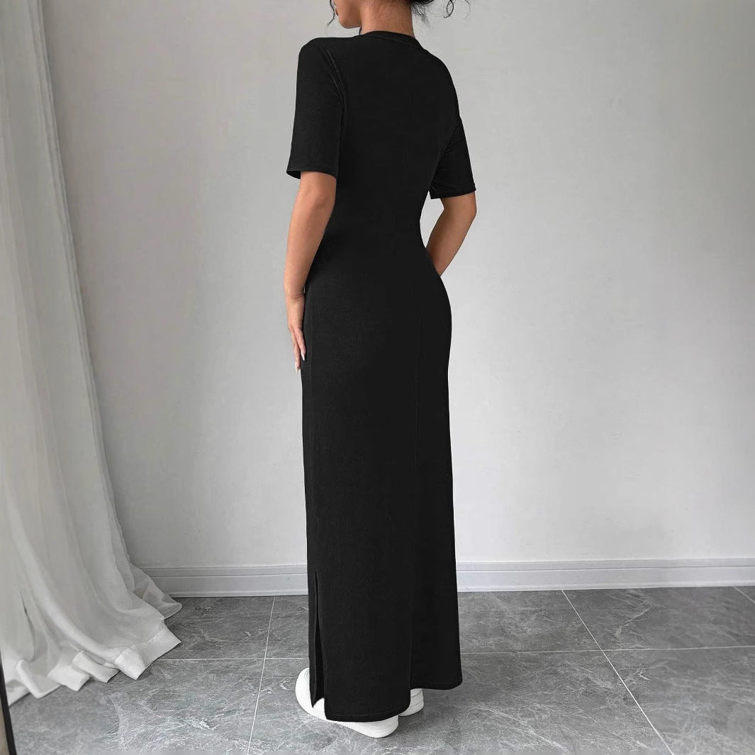 Damen Maxikleid av mjuk bomullsblandning med sidoflik Eva Jonsson-Eva Jonsson