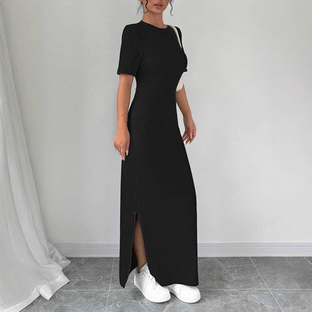 Damen Maxikleid av mjuk bomullsblandning med sidoflik Eva Jonsson-Eva Jonsson