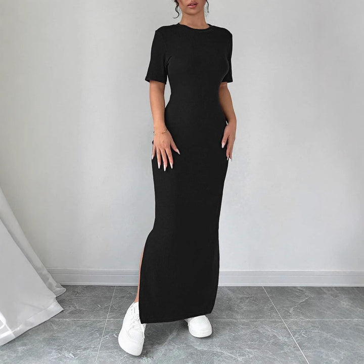Damen Maxikleid av mjuk bomullsblandning med sidoflik Eva Jonsson-Eva Jonsson
