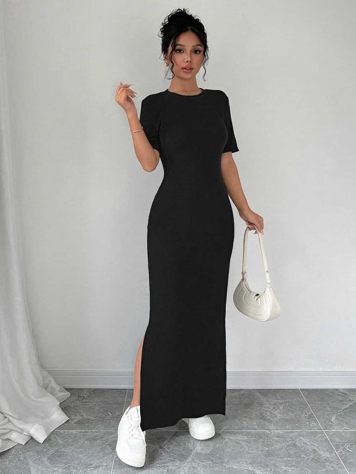Damen Maxikleid av mjuk bomullsblandning med sidoflik Eva Jonsson-Eva Jonsson