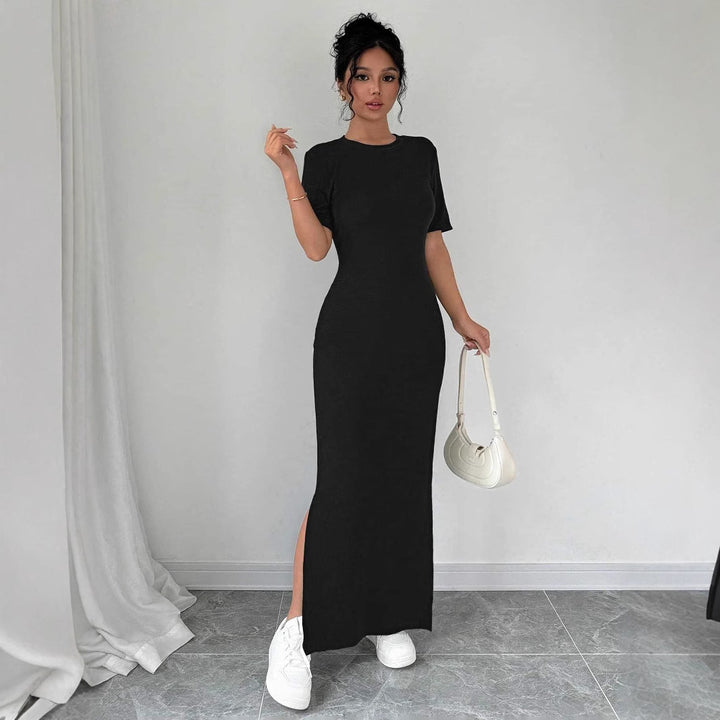 Damen Maxikleid av mjuk bomullsblandning med sidoflik Eva Jonsson-Eva Jonsson