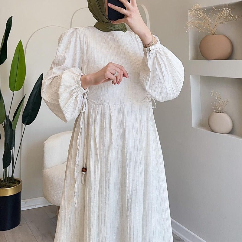 Damen Maxikleid med strukturerad design och puffärmar Mirla-Eva Jonsson